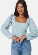 BUBBLEROOM Square Neck Balloon Sleeve Top Light blue 4XL