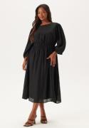 Happy Holly Balloon Sleeve Structured Midi Dress Black 48/50