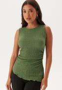 BUBBLEROOM Structure Sleeveless Top Khaki green XL