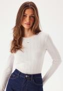 TOMMY JEANS Tjw Slim Pointelle Rib Tee Ls YBL Ecru M