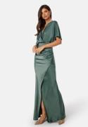 Bubbleroom Occasion Wrap Satin Gown Green 46