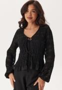 BUBBLEROOM Sheer Tie Blouse Black L