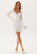 Bubbleroom Occasion 3D Flower L/S Lace Dress White 36