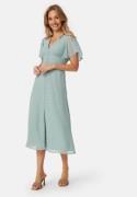 Bubbleroom Occasion Butterfly Sleeve Button Midi Dress Dusty green 46