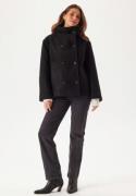 BUBBLEROOM High Neck Short Bouclé Coat Black M