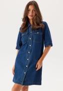 ONLY Onlbelle S/S BUTTON DRESS DNM  Dark Blue Denim XS