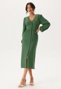 BUBBLEROOM Structure Button Midi Dress Green L