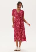 Happy Holly Evie Puff Sleeve Midi Wrap Dress Red/Patterned 44/46