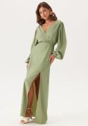 Bubbleroom Occasion Balloon Sleeve Wrap Gown Dusty green XS