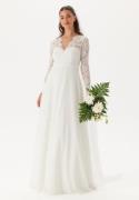 Bubbleroom Occasion  Scallop V-Neck Lace Gown White 40