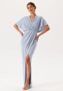 Bubbleroom Occasion Wrap Slit Maxi Dress Light blue 4XL