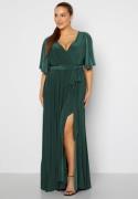 Goddiva Curve Flutter Sleeve Maxi Dress Green 54 (UK26)