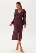 BUBBLEROOM Structure Button Midi Dress Burgundy M