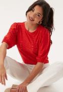 Happy Holly Broderie Anglaise Top Red 36/38