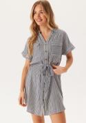 VERO MODA Vmbumpy Ss Short Shirt Dress India Ink Stripes:snow White S