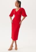 BUBBLEROOM Structure Puff Sleeve Dress Red L