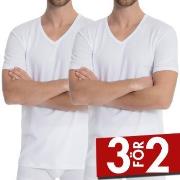 Calida 2P Natural Benefit V-shirt Vit bomull X-Large Herr