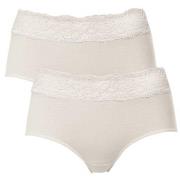 Trofe Lace Trimmed Midi Briefs Trosor 2P Champagne bomull Large Dam