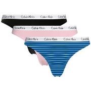 Calvin Klein Trosor 3P Carousel Thongs Rosa/Blå bomull X-Large Dam