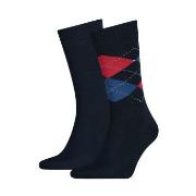 Tommy Hilfiger Strumpor 2P Men Sock Check Blå/Röd Strl 43/46 Herr