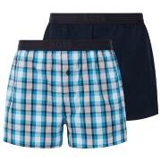 BOSS Kalsonger 2P Woven Boxer Shorts With Fly Blå/Vit bomull Medium He...