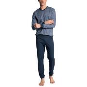 Calida Relax Choice Pyjama With Cuff Indigoblå bomull Small Herr