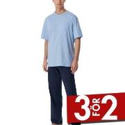 Schiesser Long Pyjamas With Short Sleeve Marin/Blå bomull 48 Herr