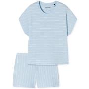 Schiesser Just Stripes Short Pyjamas Ljusblå bomull 38 Dam
