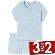 Schiesser Just Stripes Short Pyjamas Ljusblå bomull 36 Dam