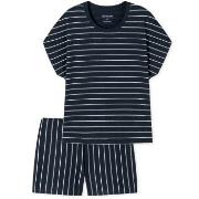 Schiesser Just Stripes Short Pyjamas Marin bomull 42 Dam