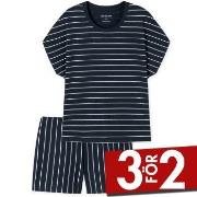 Schiesser Just Stripes Short Pyjamas Marin bomull 44 Dam