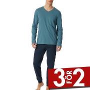 Schiesser Casual Essentials Long Sleeve Pyjamas Marin/Blå bomull 50 He...