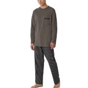 Schiesser Comfort Nightwear Long Pyjamas Brun Mönster bomull 56 Herr