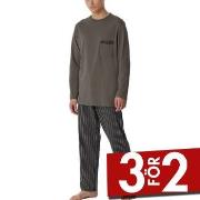 Schiesser Comfort Nightwear Long Pyjamas Brun Mönster bomull 54 Herr