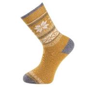 Trofe Knitted Patterned Wool Sock Strumpor Gul Strl 35/38 Dam