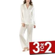 Damella Woven Silk Plain Pyjamas Set Elfenben silke X-Small Dam