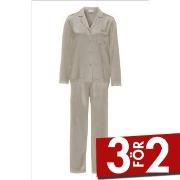 Damella Woven Silk Plain Pyjamas Set Nougat silke X-Small Dam