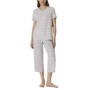 Schiesser Women Three Quarter Pyjamas Vit/Grå bomull 48 Dam