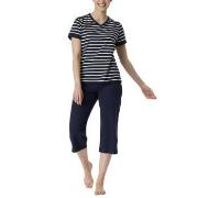 Schiesser Women Three Quarter Pyjamas Blå/Vit bomull 50 Dam