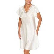 Lady Avenue Pure Silk Nightgown With Lace Benvit silke X-Small Dam