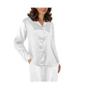 Lady Avenue Satin Pyjama With Long Sleeves Benvit silke X-Large Dam