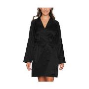 Lady Avenue Satin Short Kimono Svart Large Dam