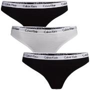 Calvin Klein Trosor 9P Carousel Thongs Svart/Vit bomull Medium Dam