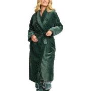 Damella Jaquard Fleece Dressing Gown Grön polyester Large Dam