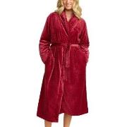 Damella Jaquard Fleece Dressing Gown Röd polyester Large Dam