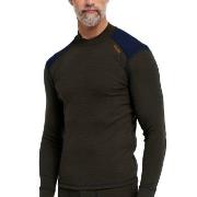 Dovre Folded Collar Baselayer Militärgrön ull Small Herr