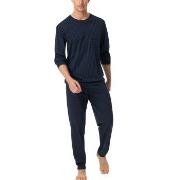 Schiesser Comfort Essentials Long Pyjamas Mörkblå bomull Medium Herr