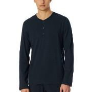 Schiesser Mix and Relax Long Shirt Button Placket Mörkblå bomull XX-La...