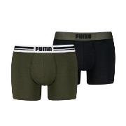 Puma Kalsonger 2P Everyday Placed Logo Boxer Svart/Grön bomull XX-Larg...