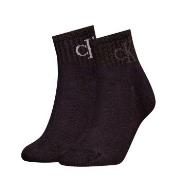 Calvin Klein Strumpor 2P Glossy Rib Quarter Socks Svart Strl 35/38 Dam
